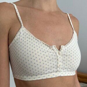 Brandy Melville Floral Button Front Bralette One Size